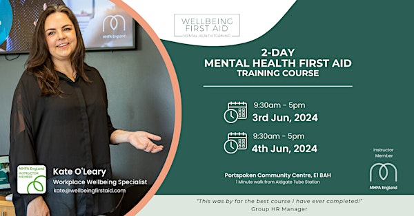 MENTAL HEALTH FIRST AID (MHFAider®) 2-DAY COURSE IN PERSON, EAST LONDON