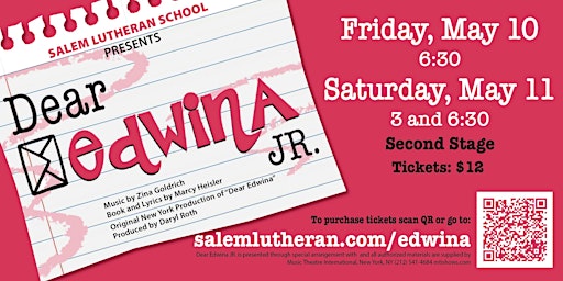 Hauptbild für Salem Lutheran School Presents Dear Edwina Jr. The Musical