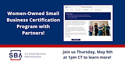 Women-Owned Small Business Certification Process THUR 5/9 at 1pmCT primary image
