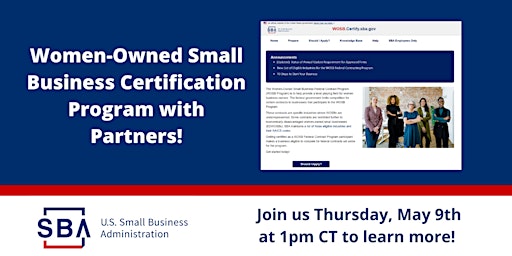 Primaire afbeelding van Women-Owned Small Business Certification Process THUR 5/9 at 1pmCT