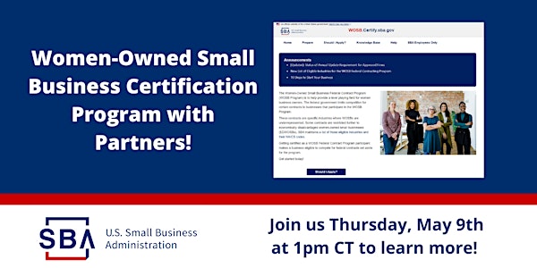 Women-Owned Small Business Certification Process THUR 5/9 at 1pmCT
