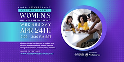 Primaire afbeelding van Women's  Global Virtual Business Networking Event