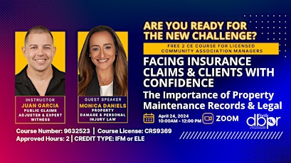 Facing Insurance Claims and Clients with Confidence (FREE CAM CE)