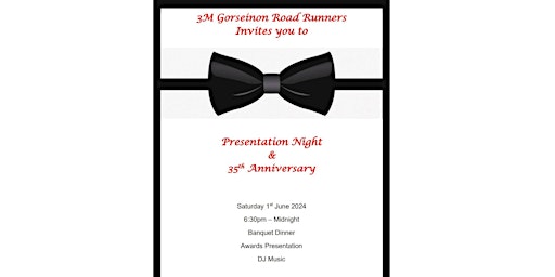 Primaire afbeelding van 3M Gorseinon Road Runners Presentation Night and 35th Anniversary