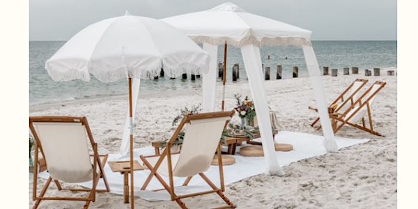 Private Beach Cabana Set up With Umbrella and Chairs Rental