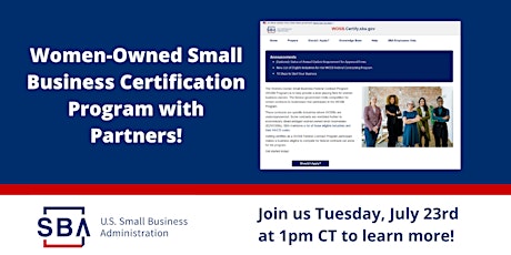 Women-Owned Small Business Certification Process TUE 7/23 at 1pmCT