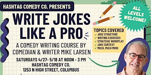 Imagem principal do evento Write Jokes Like a Pro with Mike Larsen