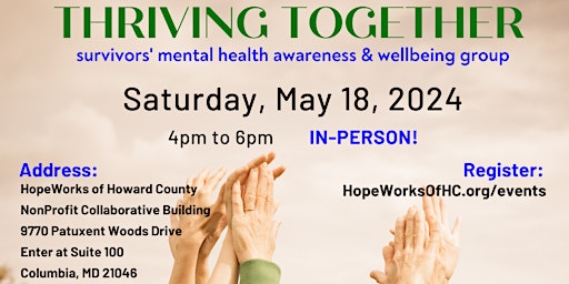 Imagem principal do evento Thriving Together: Survivors' Mental Health Awareness & Well-Being Group