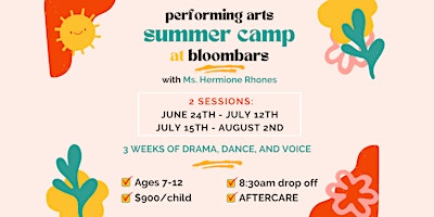 Primaire afbeelding van Performing Arts Summer Camp at BloomBars 2024
