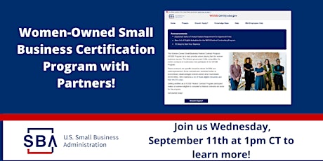 Women-Owned Small Business Certification Process WED 9/11 at 1pmCT