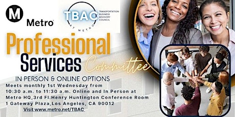 LA Metro TBAC Professional Services Committee Meeting-In Person and Online