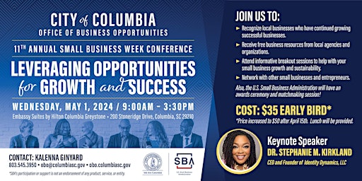 Primaire afbeelding van City of Columbia's 11th Annual Small Business Week Conference