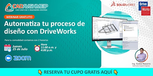 Imagem principal do evento Solidworks: Automatiza tu proceso de diseño con DriveWorks