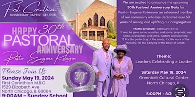 Pastor Eugene Roberson's 30th Annivesary Gala primary image