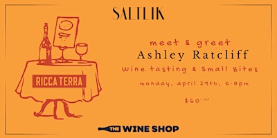 Meet & Greet Wine Tasting with Ashley Ratcliff primary image