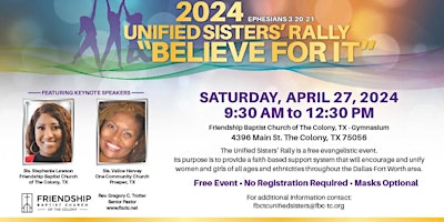 Primaire afbeelding van 2024 Unified Sisters' Rally "Believe For It"