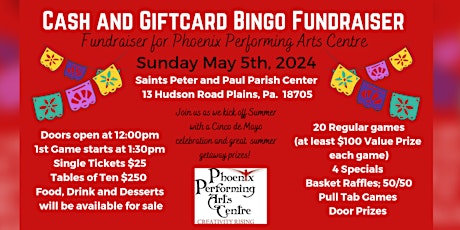Cash And Giftcard Bingo Fundraiser