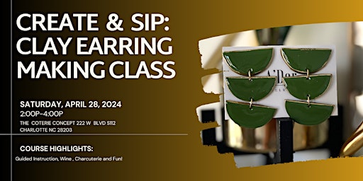 Imagem principal do evento Create & Sip: Clay Earring Making Class