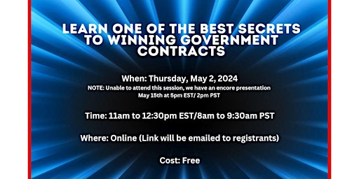 Imagen principal de Learn One Of The Best Secrets To Winning Government Contracts