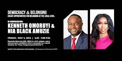 Imagem principal do evento DEMOCRACY & BELONGING: In conversation: Kenneth Omoruyi &  Nia Black Amuzie