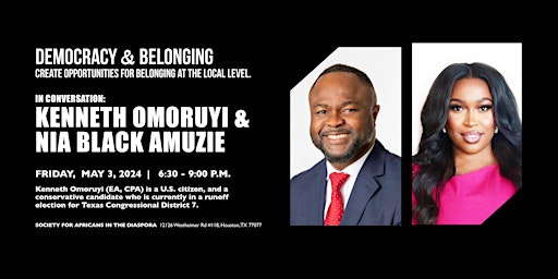 Primaire afbeelding van DEMOCRACY & BELONGING: In conversation: Kenneth Omoruyi &  Nia Black Amuzie