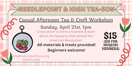 Needlepoint & High Tea-son: Afternoon Tea & Craft Workshop