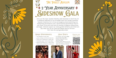 Primaire afbeelding van 2 Year Anniversary Sideshow Gala Fundraiser on Earth Day!!
