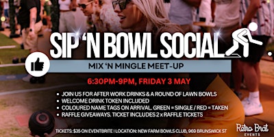 Primaire afbeelding van Sip 'N Bowl Social - After work drinks & lawn bowls