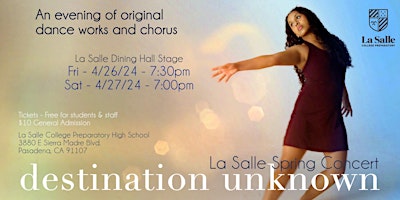 Primaire afbeelding van La Salle Spring Dance Concert - 'DESTINATION UNKNOWN'