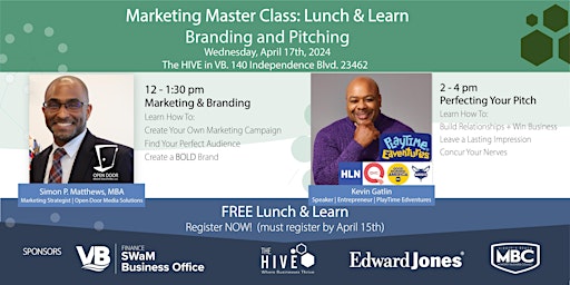 Hauptbild für Free Marketing & Branding Master Class, Lunch & Learn