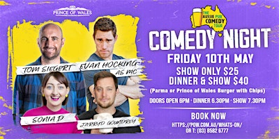 Primaire afbeelding van The Aussie Pub Comedy Tour LIVE at Prince of Wales Hotel