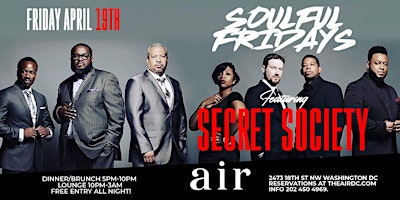 Imagem principal do evento Secret Society Performing Live at Air - Friday, April 19th