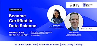 Imagem principal do evento Webinar - UTS Data Science Program Info Session:  July 4, 12:30 pm