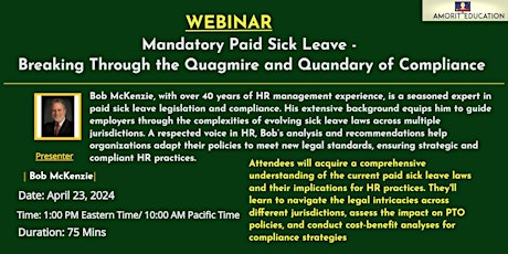 Mandatory Paid Sick Leave Laws : Overcoming Compliance Hurdles in 2024