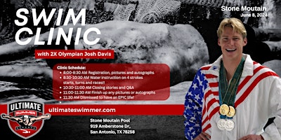 Primaire afbeelding van Stone Mountain Olympian Swim Camp, Sat Jun 8, 8-11am, Ages 7-17, Only $50!