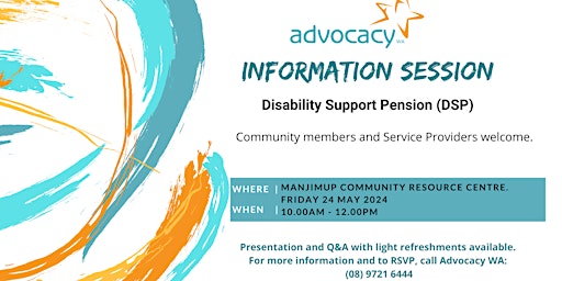 Image principale de Information Session: Disability Support Pension (DSP)- Manjimup