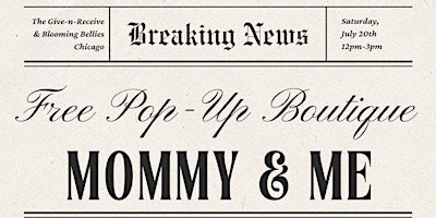 Primaire afbeelding van Mommy & Me: FREE Gently Used Clothing Pop-up Boutique