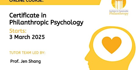 Immagine principale di Certificate in Philanthropic Psychology  (3rd March 2025) 