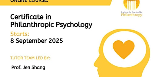 Imagen principal de Certificate in Philanthropic Psychology  (8th September 2025)