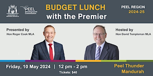 Imagem principal de Budget Lunch with the Premier 2024 - Peel region