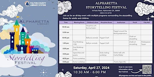 Primaire afbeelding van Alpharetta Library Storytelling Festival - 2024