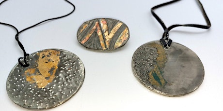9to90 Friday Art Club. embossing Copper, Aluminium &Pewter to make pendants