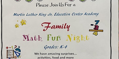 Imagem principal do evento MLK Family Math Fun Night