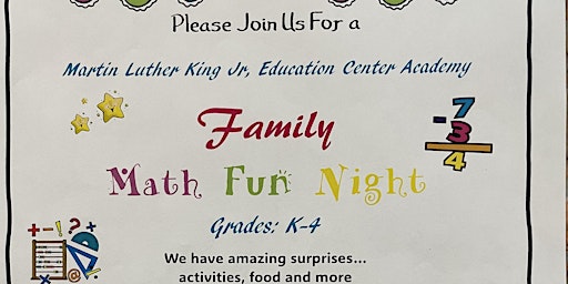 Imagem principal do evento MLK Family Math Fun Night