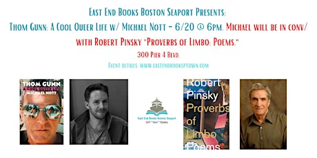 Thom Gunn: A Cool Queer Life w/ Michael Nott & Robert Pinsky- 6/20 at 6pm