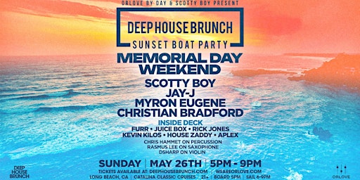 Imagem principal de Deep House Brunch BOAT PARTY [Memorial Day Sunday]