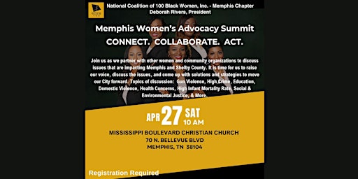 Image principale de NCBW presents Memphis Women's Advocacy Summit