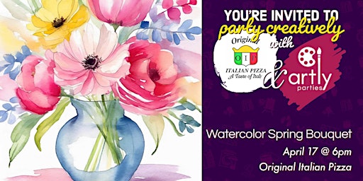 Imagen principal de Watercolor Spring Bouquet Paint and Sip