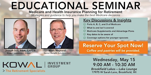 Medicare & Health Insurance Planning for Retirement 5/15/24 primary image