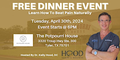 Imagem principal de Beat Pain Naturally | FREE Tyler, TX Dinner Event Hosted By Dr. Kelly Hood